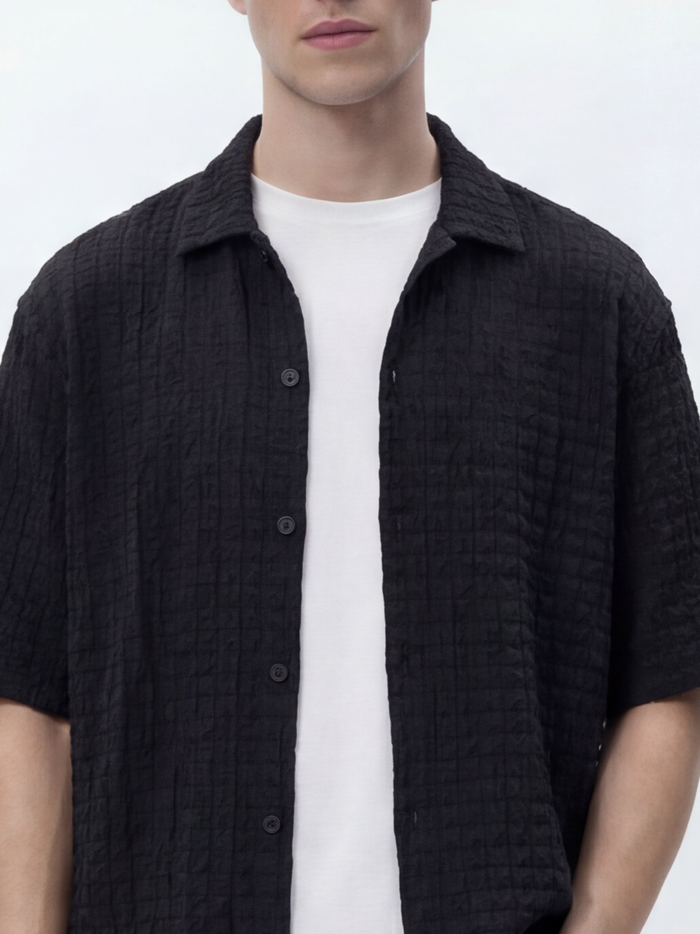 Highlander Men Black Self Design Relaxed Fit Casual Shirt - Black - Image 5