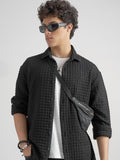 Highlander Men Black Self Design Relaxed Fit Casual Shirt - Black - Image 1