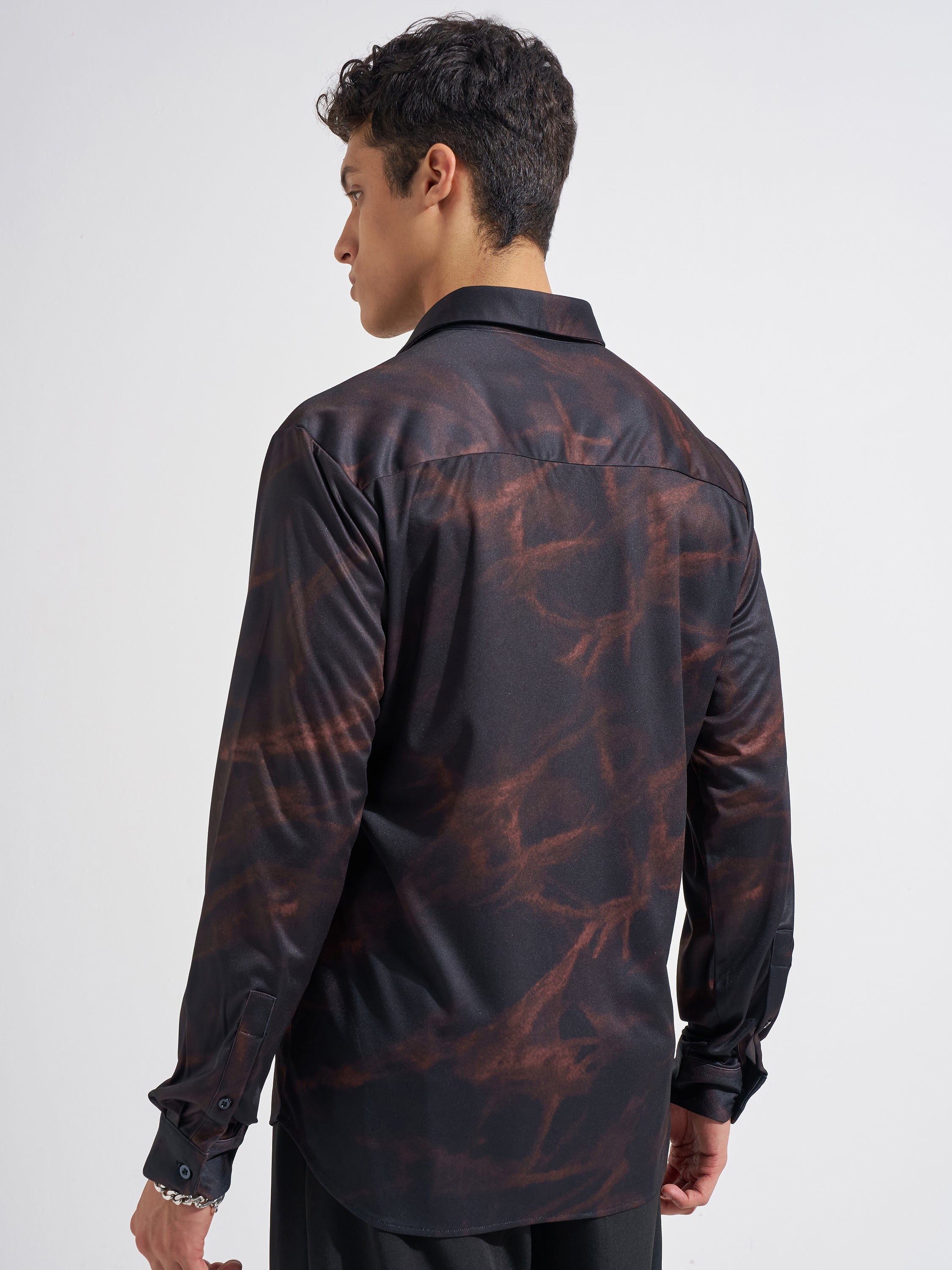 Highlander Men Black Printed Regular Fit Casual Shirt