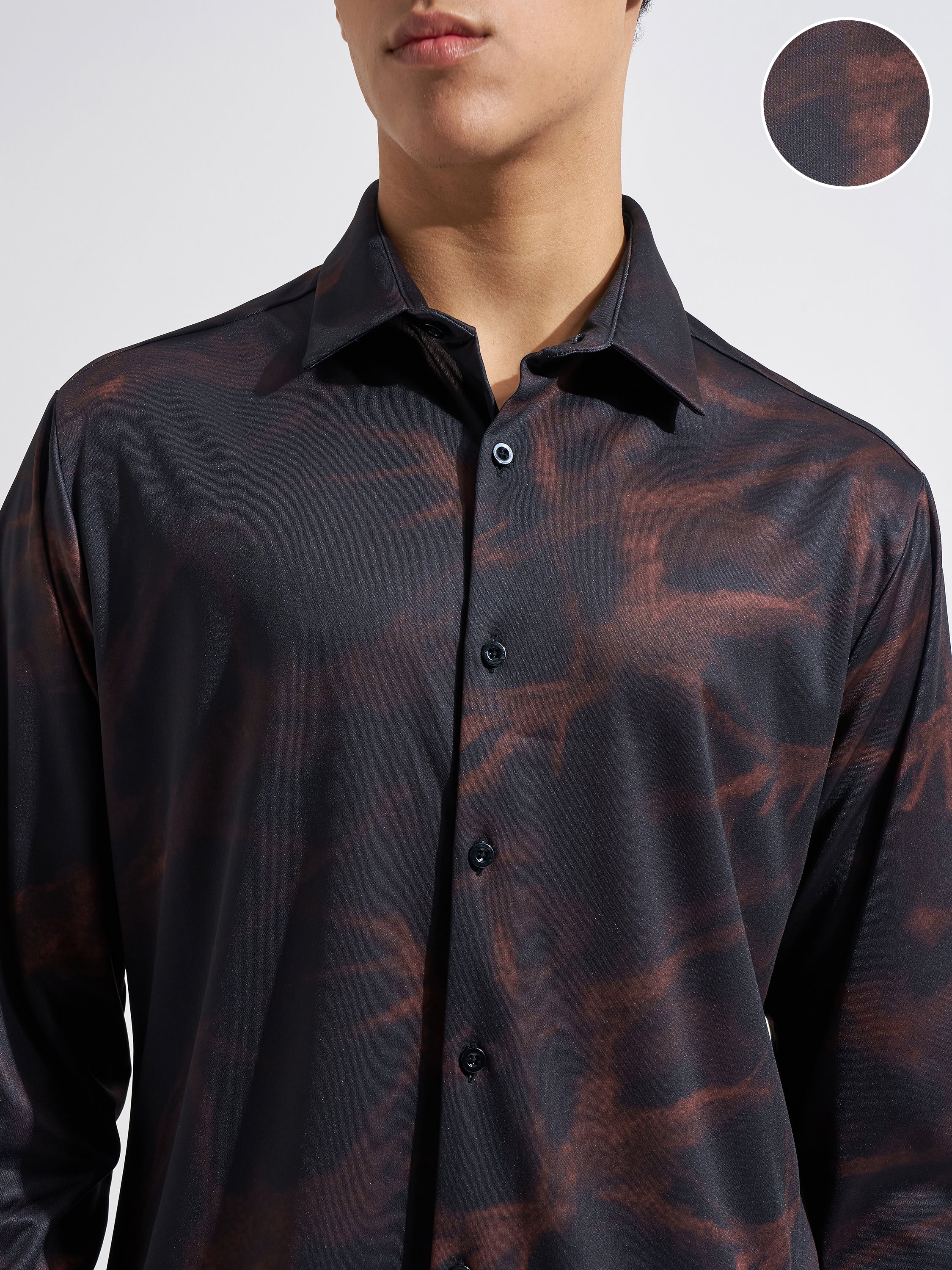 Highlander Men Black Printed Regular Fit Casual Shirt