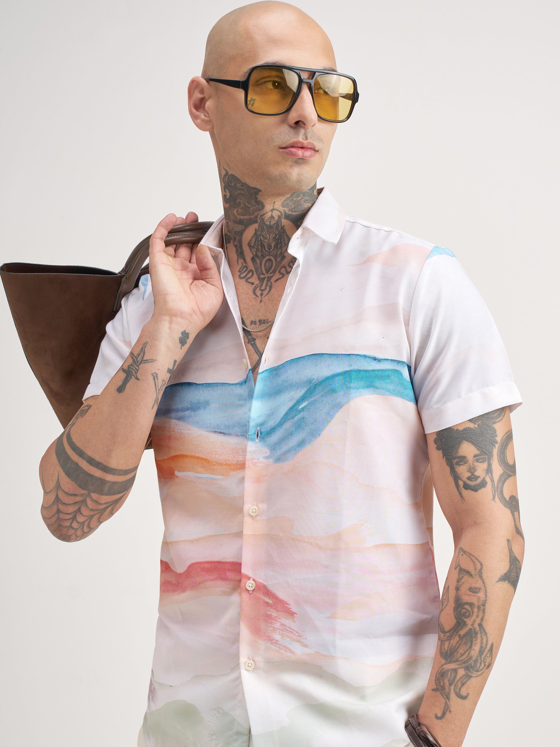 Highlander Men White Printed Slim Fit Casual Shirt - White - Image 1
