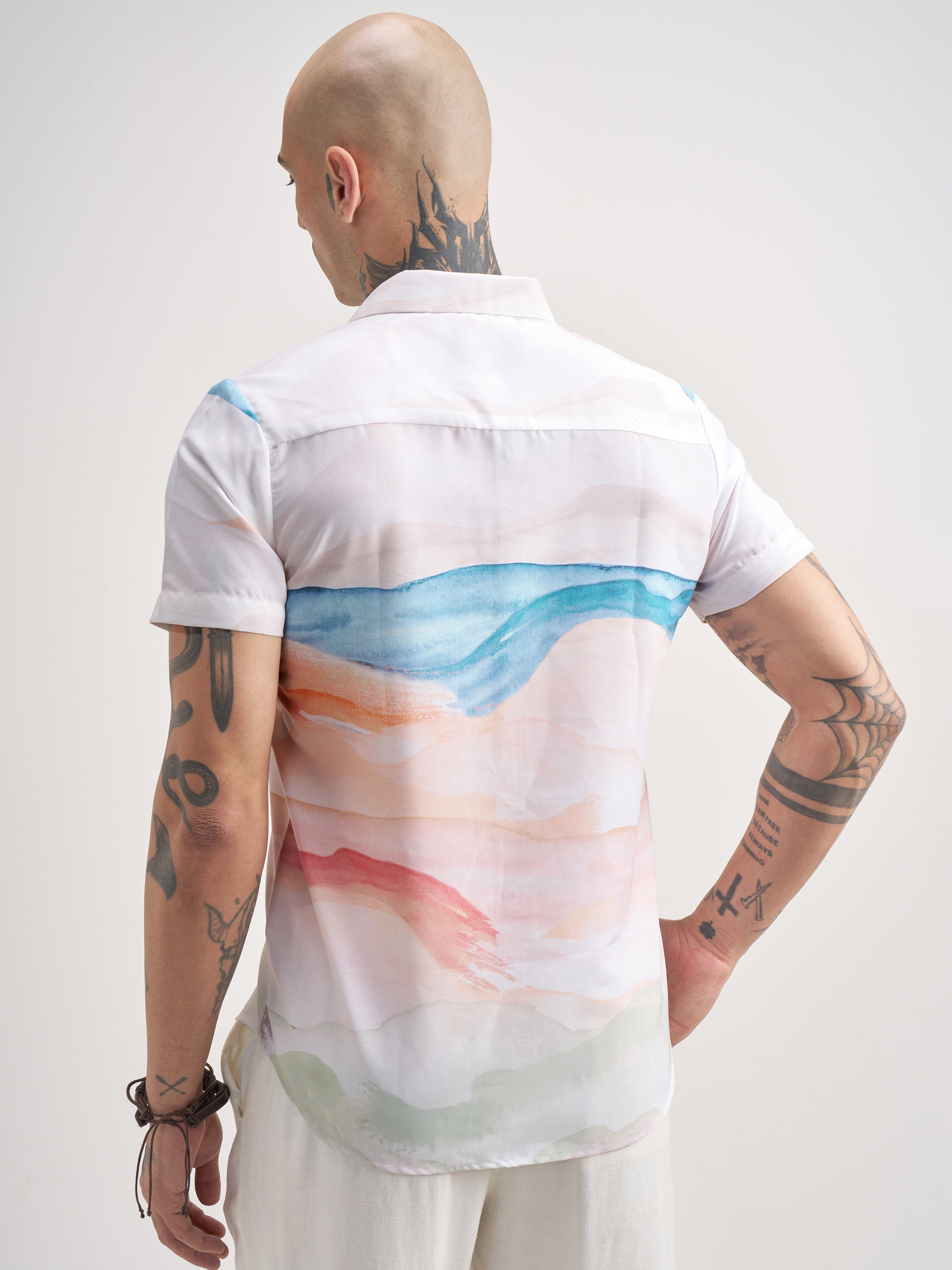 Highlander Men White Printed Slim Fit Casual Shirt - White - Image 3