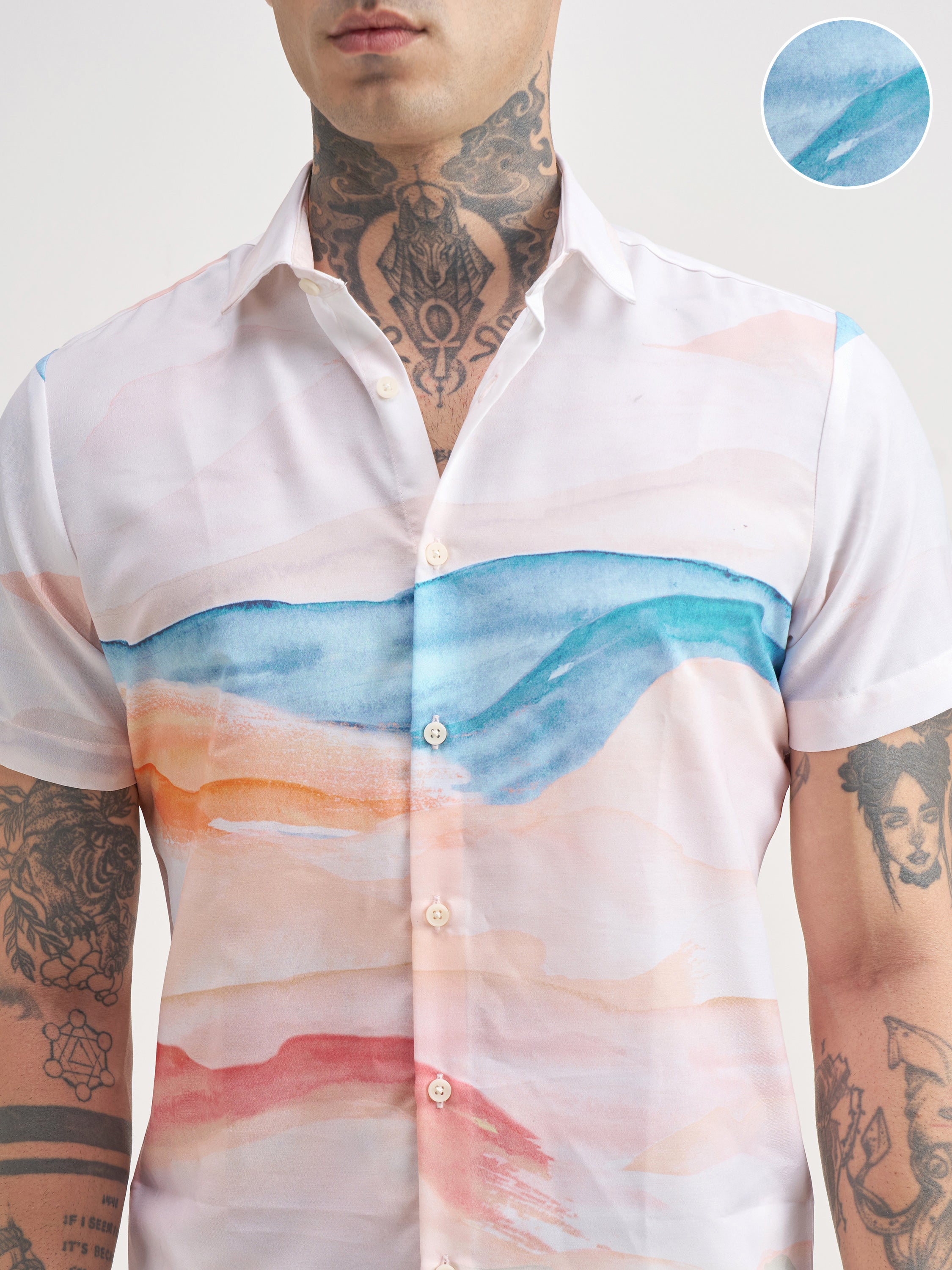 Highlander Men White Printed Slim Fit Casual Shirt - White - Image 5