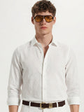 Highlander Men White Self Design Slim Fit Casual Shirt - White - Image 1