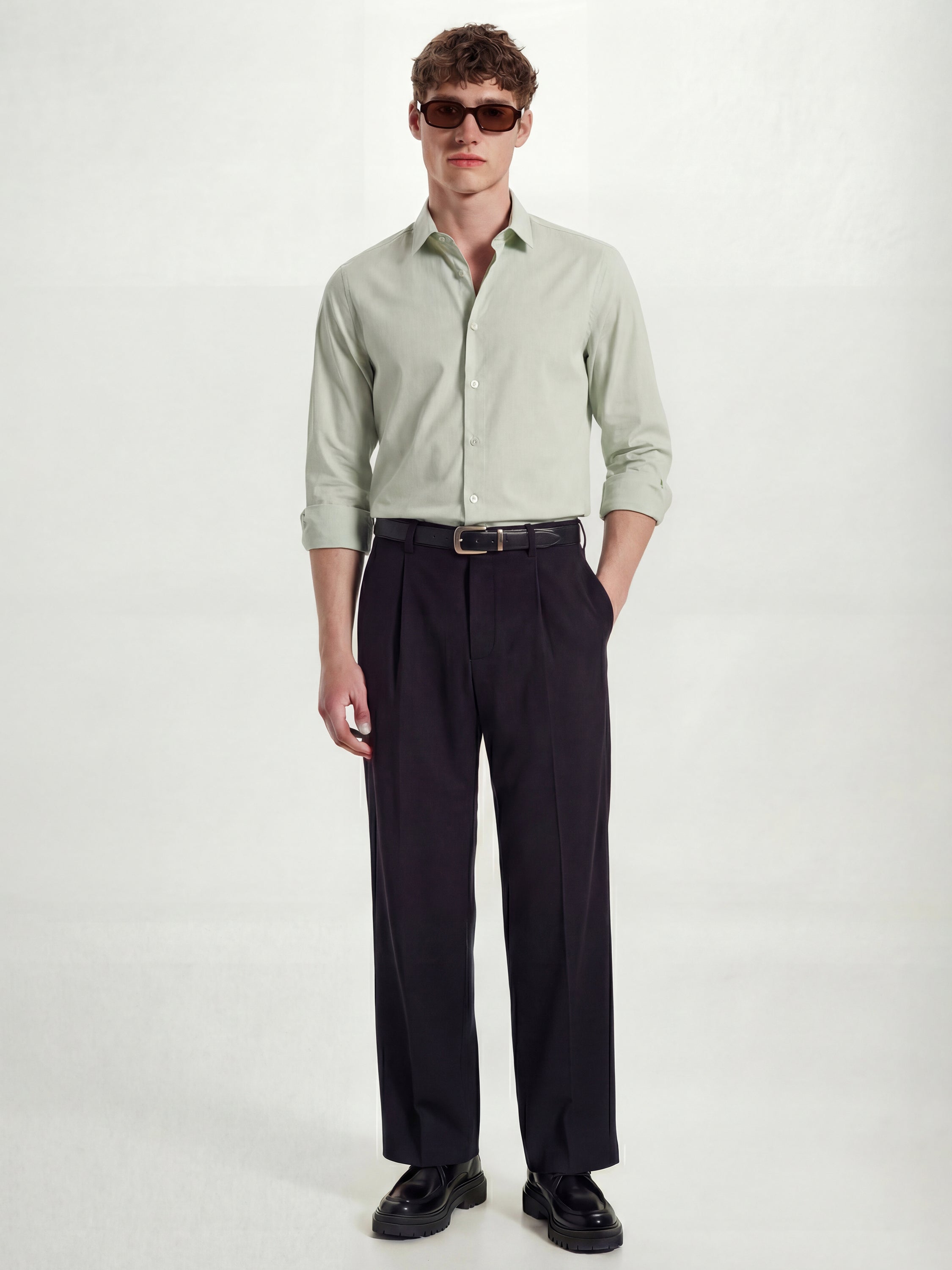 Highlander Men Green Solid Slim Fit Casual Shirt - Green - Image 2