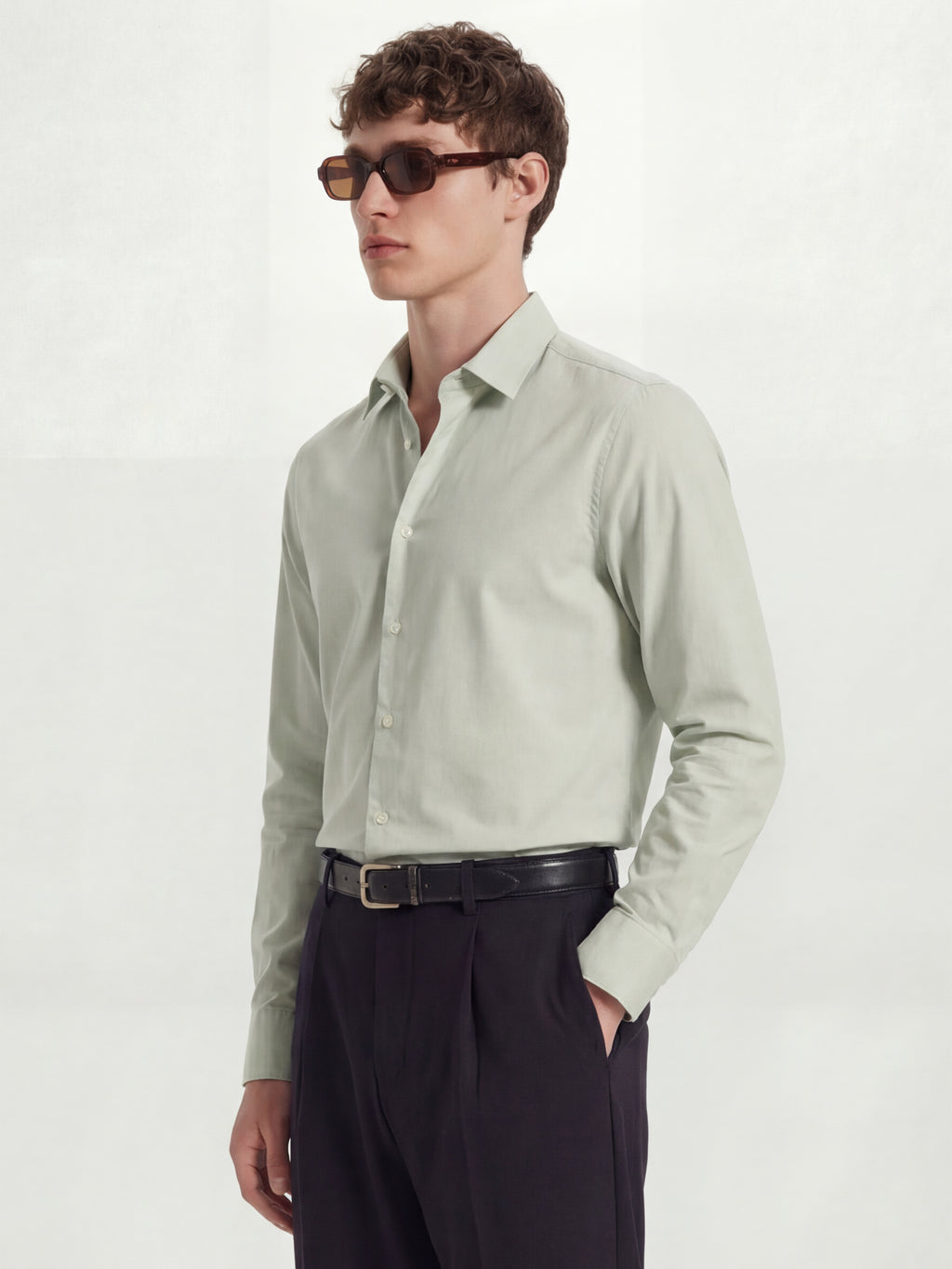 Highlander Men Green Solid Slim Fit Casual Shirt - Green - Image 4