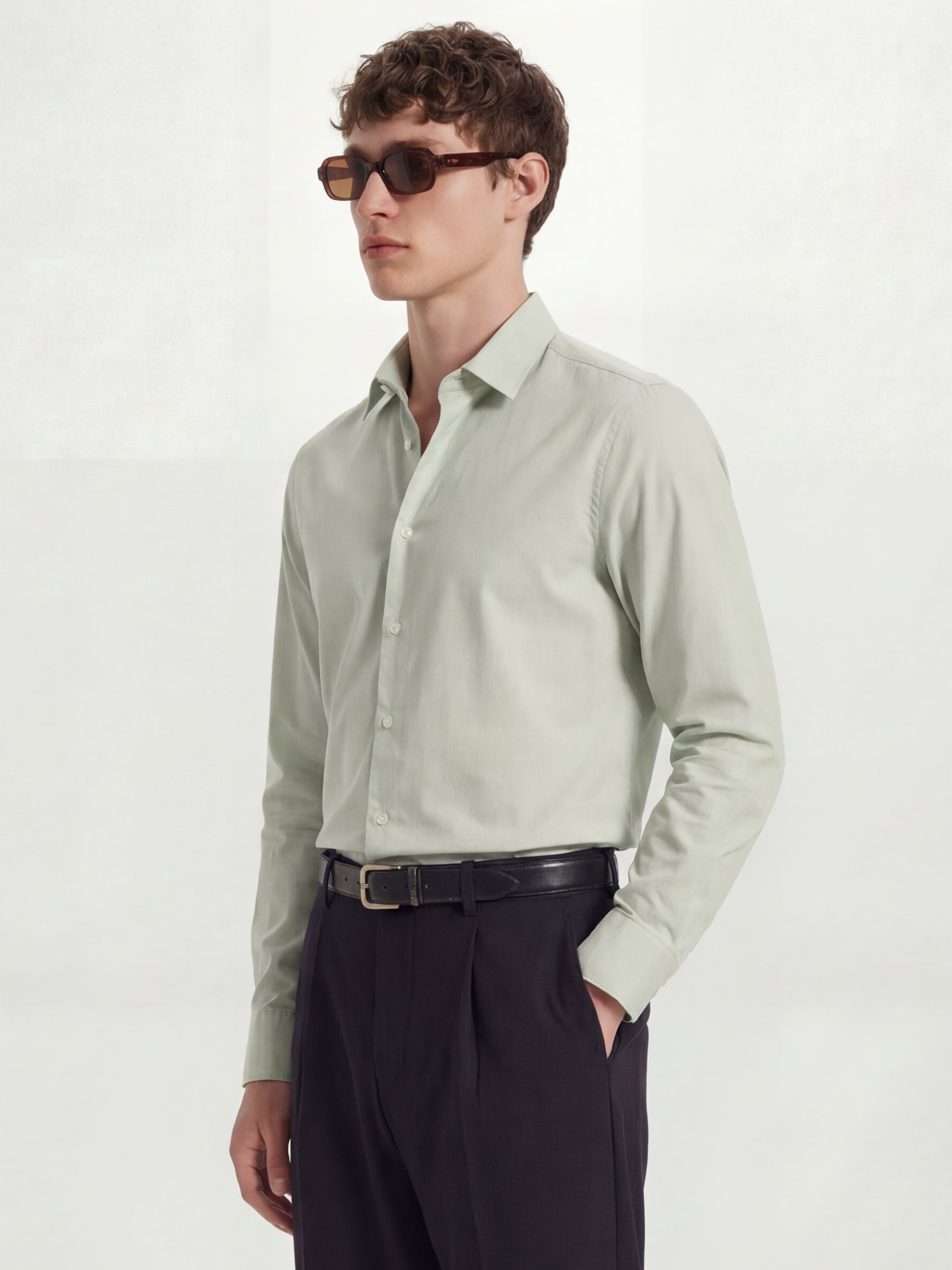 Highlander Men Green Solid Slim Fit Casual Shirt - Green - Image 4