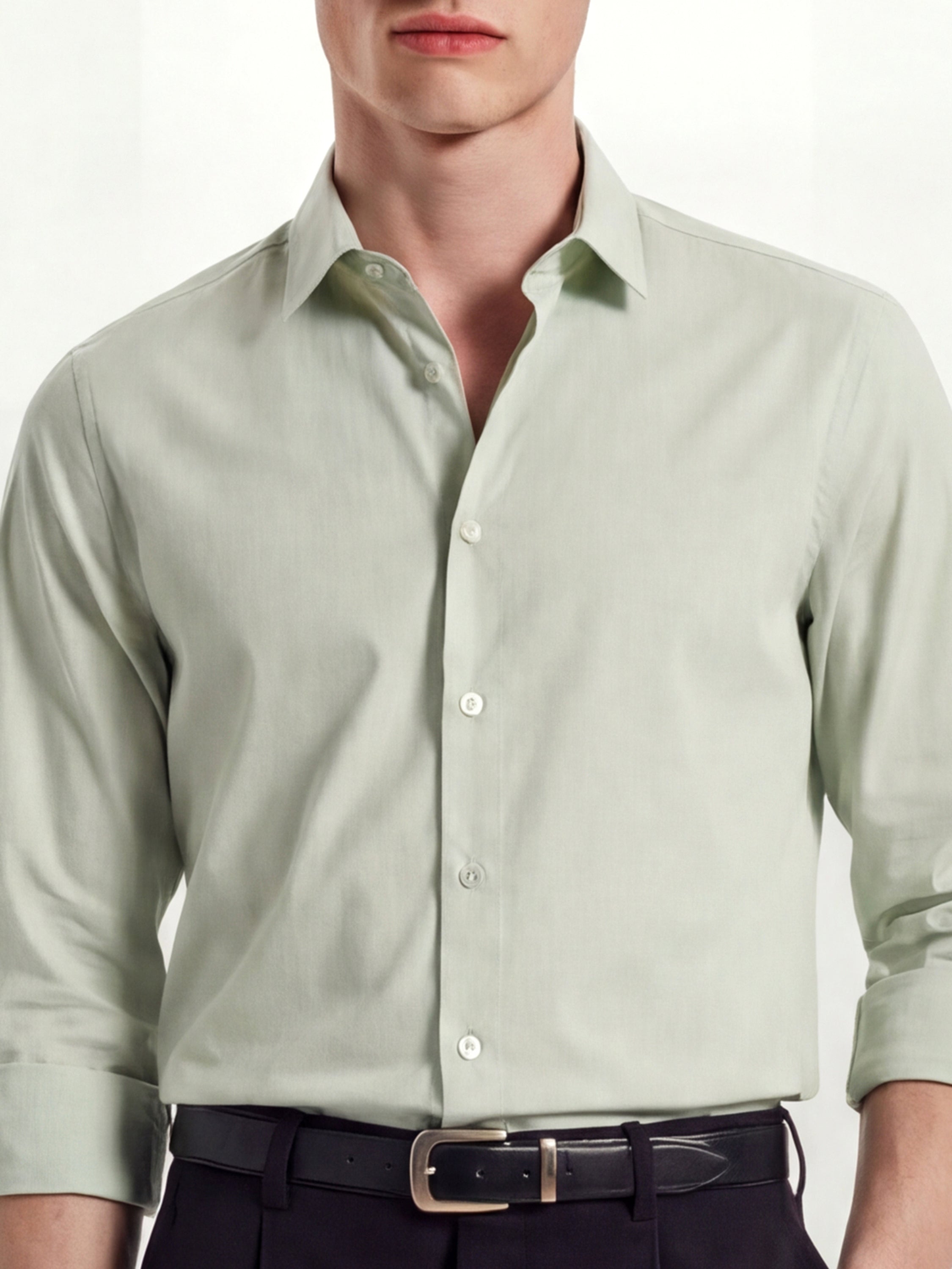 Highlander Men Green Solid Slim Fit Casual Shirt - Green - Image 5