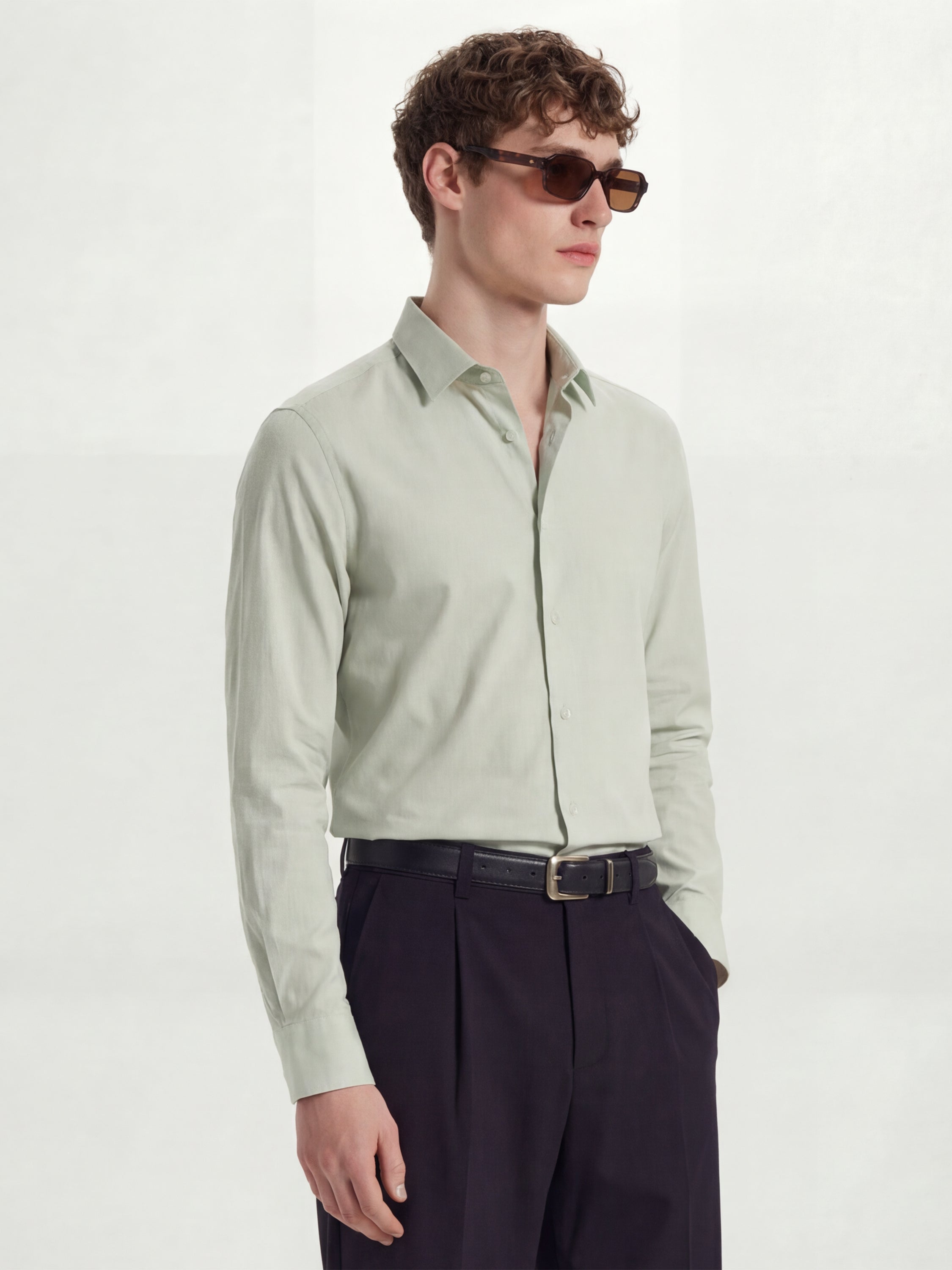 Highlander Men Green Solid Slim Fit Casual Shirt - Green - Image 6
