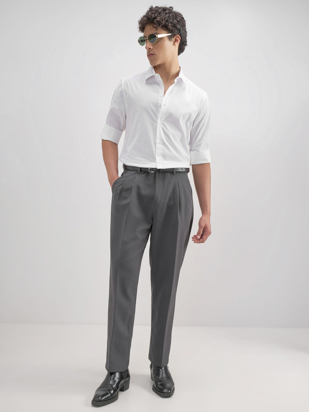 Highlander Men White Solid Slim Fit Casual Shirt - White - Image 2