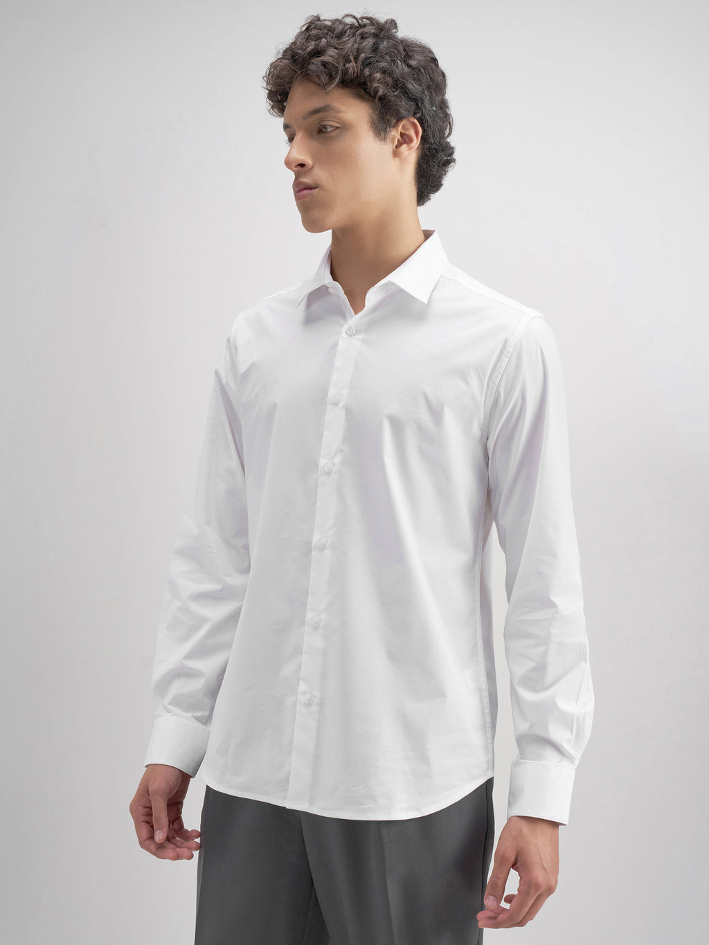 Highlander Men White Solid Slim Fit Casual Shirt - White - Image 4