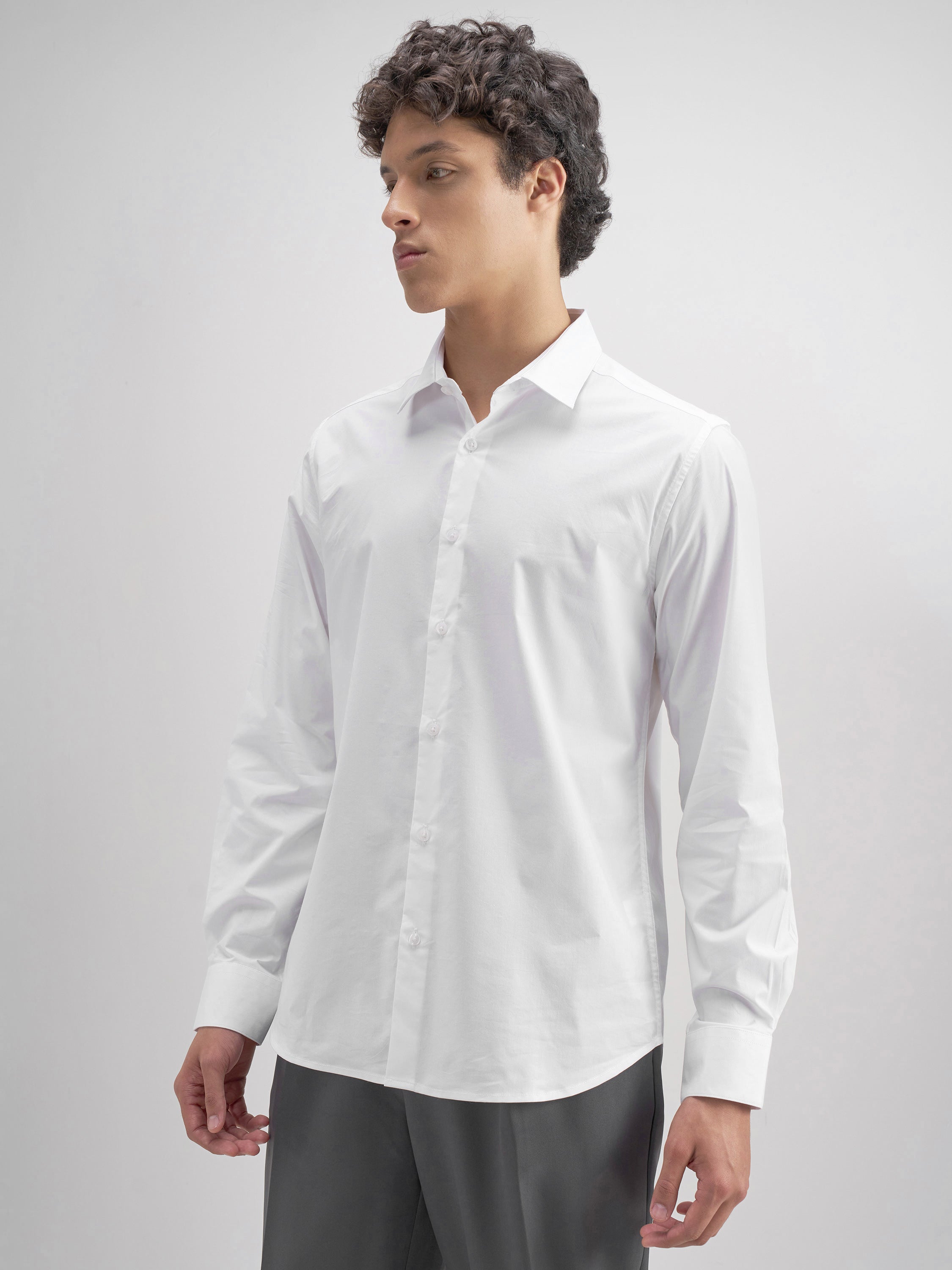 Highlander Men White Solid Slim Fit Casual Shirt - White - Image 4