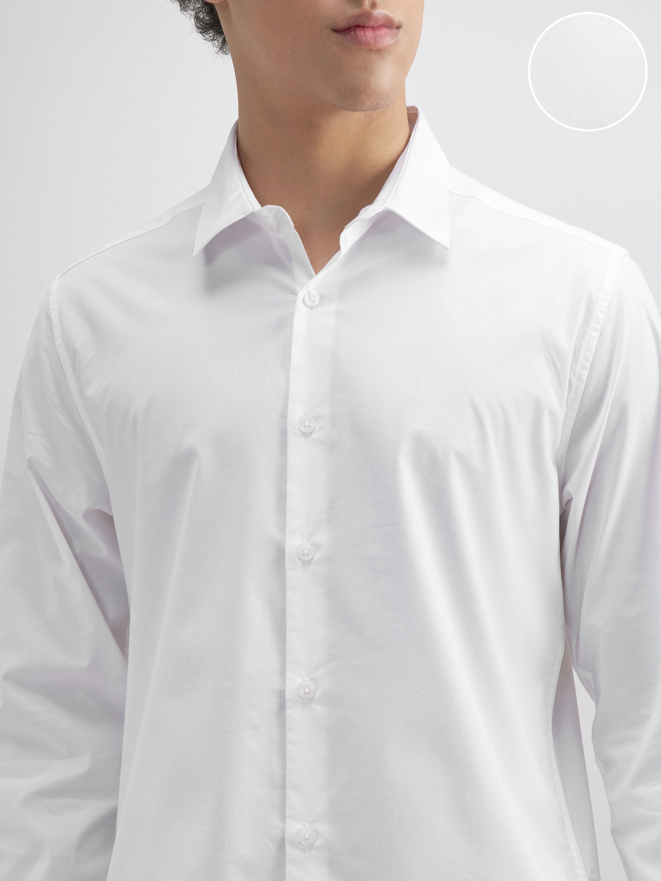 Highlander Men White Solid Slim Fit Casual Shirt - White - Image 5