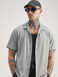 Highlander Men Grey Self Design Regular Fit Casual Shirt - Grey - Image 1