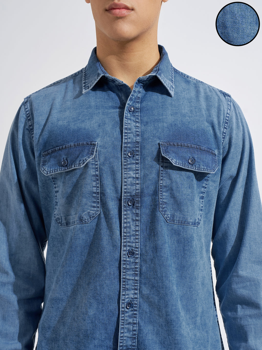 Highlander Men Navy Blue Solid Regular Fit Casual Shirt