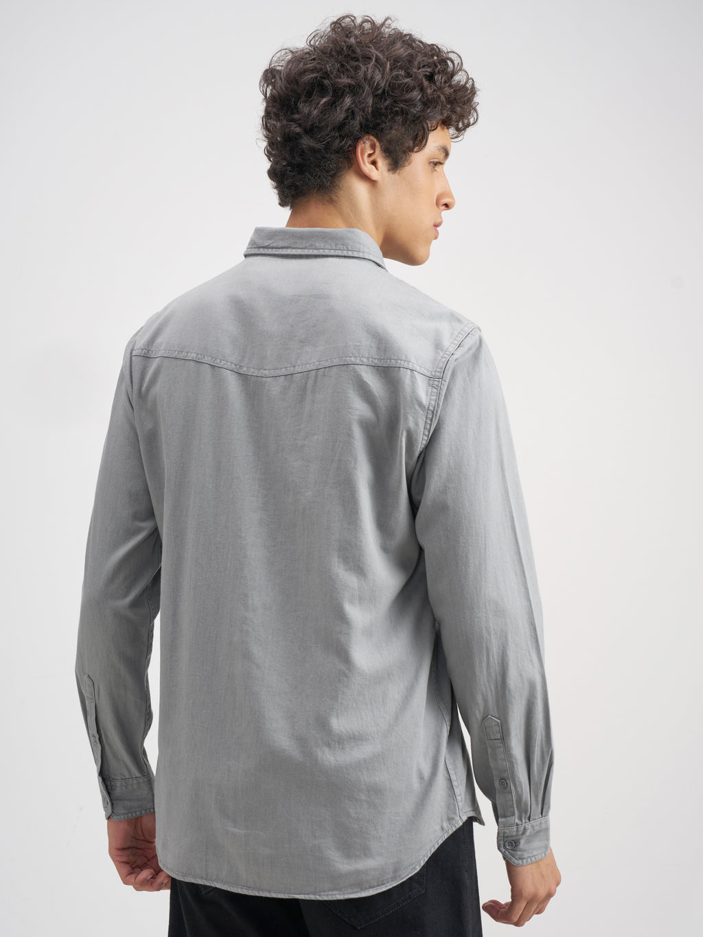 Highlander Men Grey Solid Slim Fit Casual Shirt - Grey - Image 3