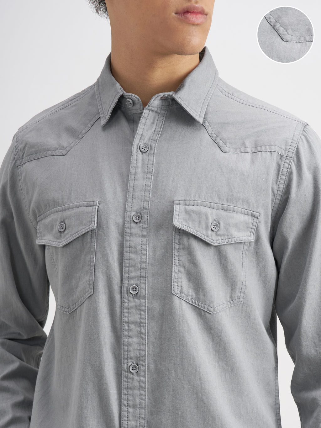 Highlander Men Grey Solid Slim Fit Casual Shirt - Grey - Image 5