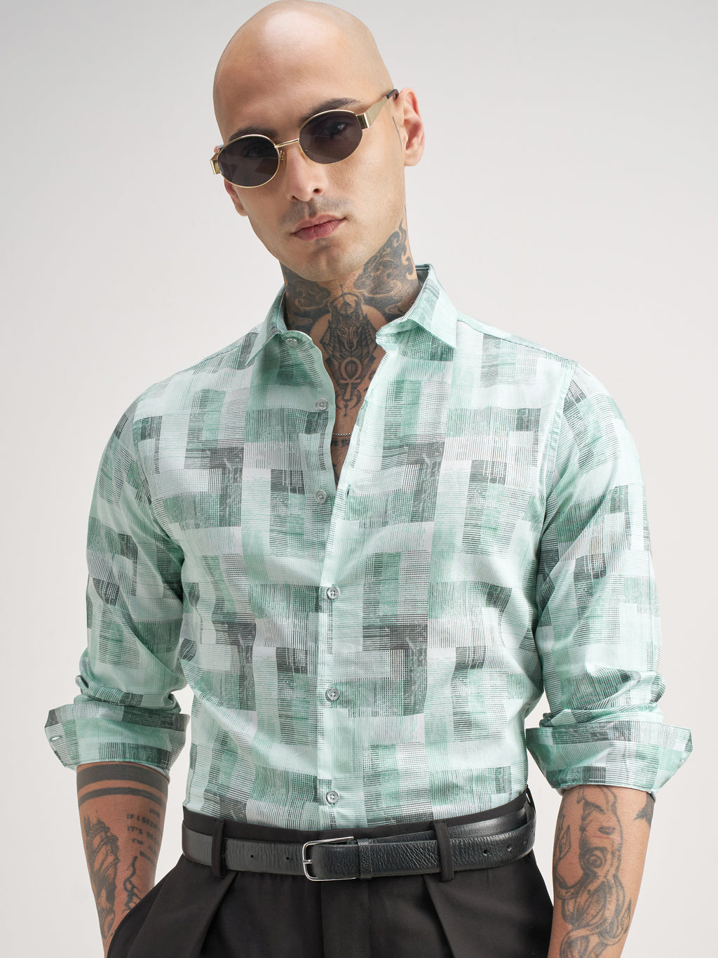 Highlander Men Green Printed Slim Fit Casual Shirt - Green - Image 1