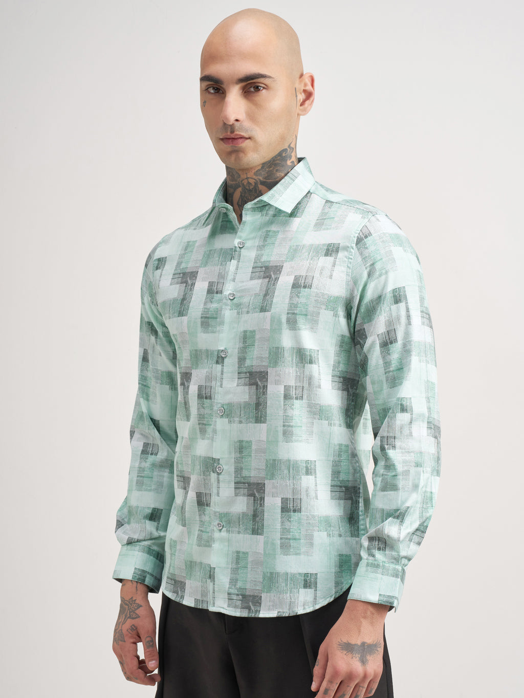Highlander Men Green Printed Slim Fit Casual Shirt - Green - Image 4