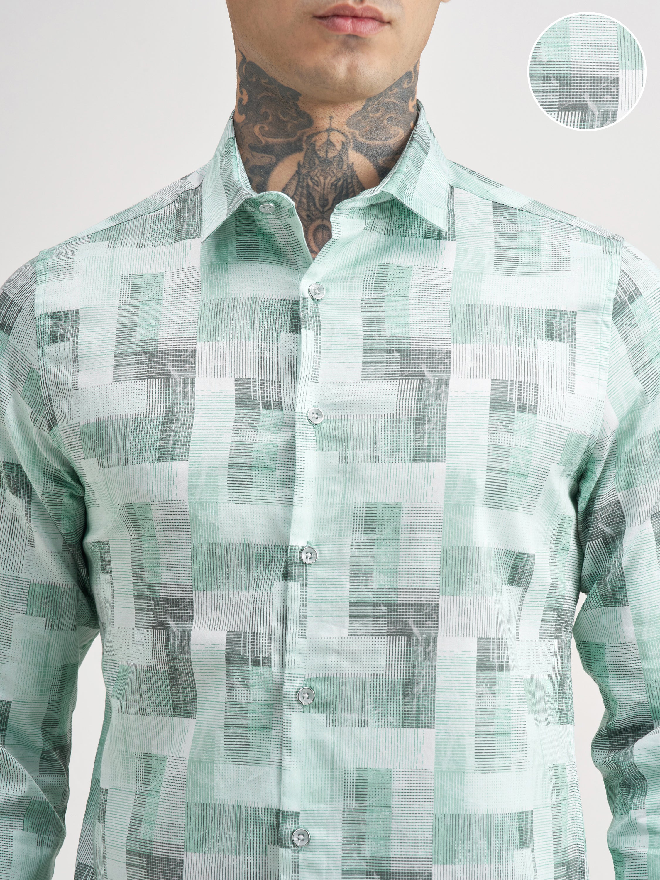 Highlander Men Green Printed Slim Fit Casual Shirt - Green - Image 5