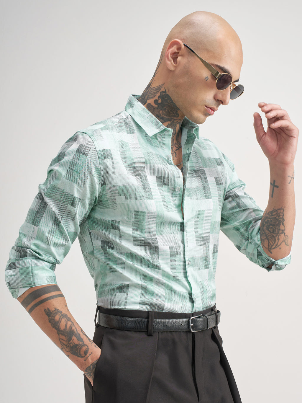 Highlander Men Green Printed Slim Fit Casual Shirt - Green - Image 6