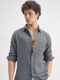 Highlander Men Grey Self Design Relaxed Fit Casual Shirt - Grey - Image 1