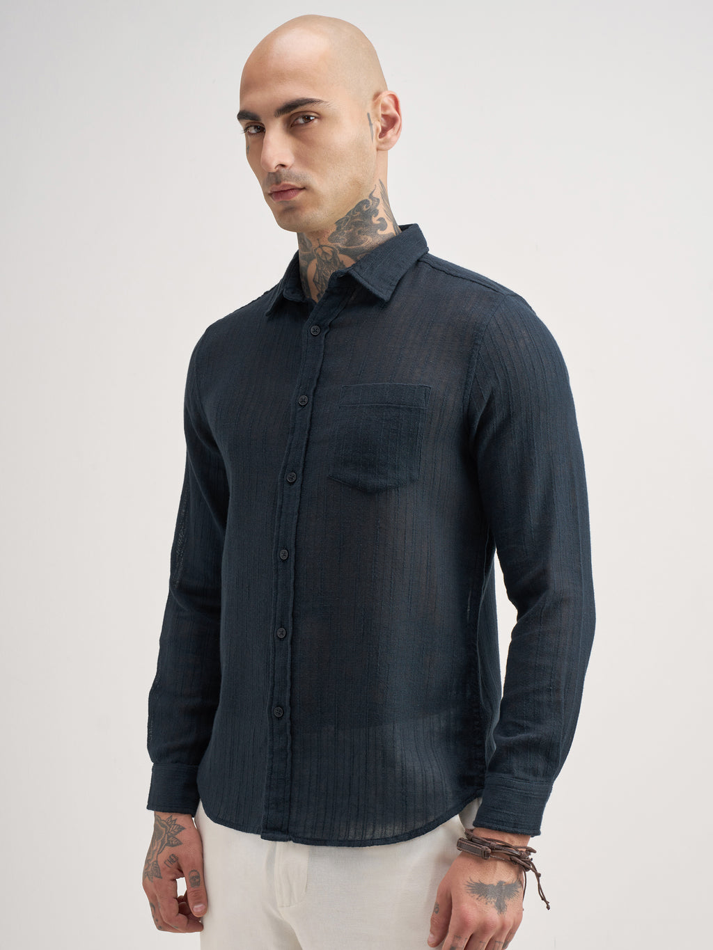 Highlander Men Black Self Design Regular Fit Casual Shirt - Black - Image 4