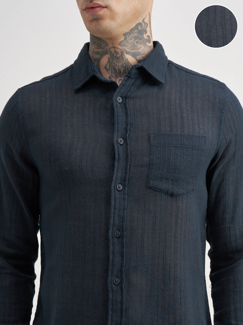 Highlander Men Black Self Design Regular Fit Casual Shirt - Black - Image 5