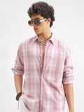 Highlander Men Pink Checked Relaxed Fit Casual Shirt - Pink - Image 1