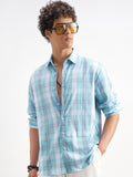 Highlander Men Blue Checked Relaxed Fit Casual Shirt - Blue - Image 1