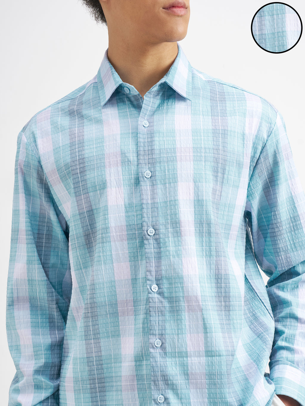 Highlander Men Blue Checked Relaxed Fit Casual Shirt - Blue - Image 5