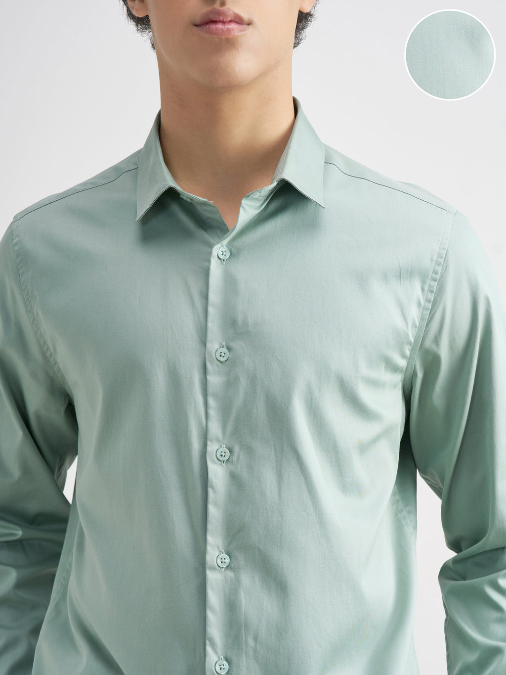 Highlander Men Green Solid Slim Fit Casual Shirt - Green - Image 5
