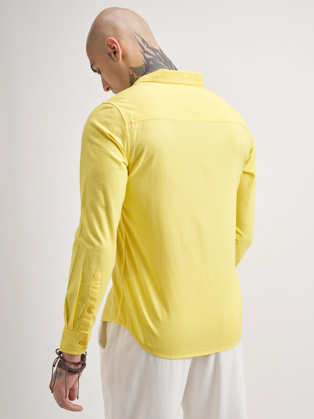 Highlander Men Yellow Solid Slim Fit Casual Shirt - Yellow - Image 3