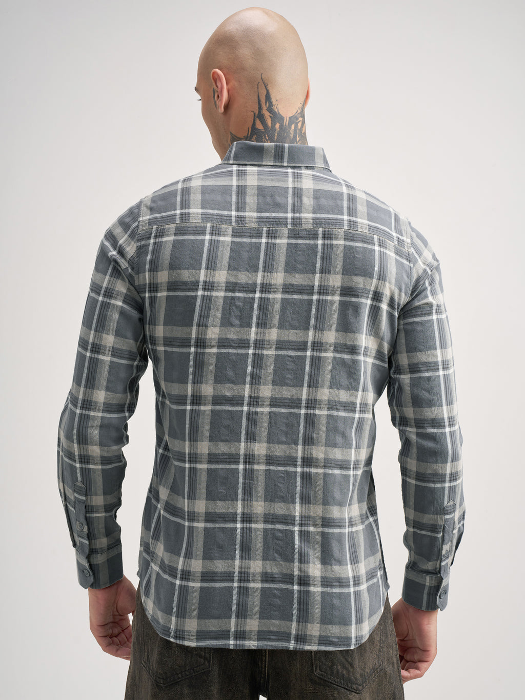 Highlander Men Grey Checked Regular Fit Casual Shirt - Grey - Image 3