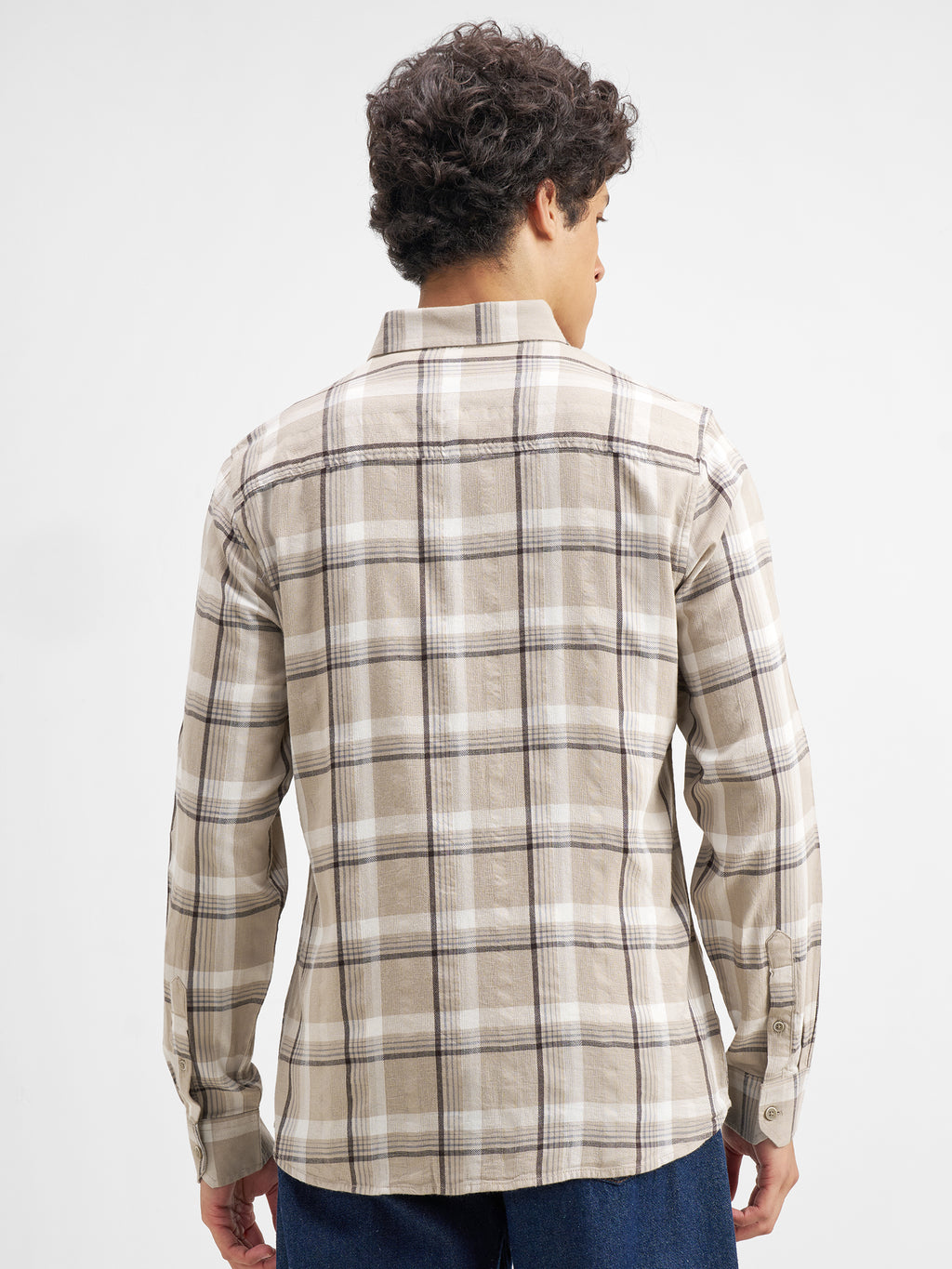 Highlander Men Beige Checked Regular Fit Casual Shirt - Beige - Image 3