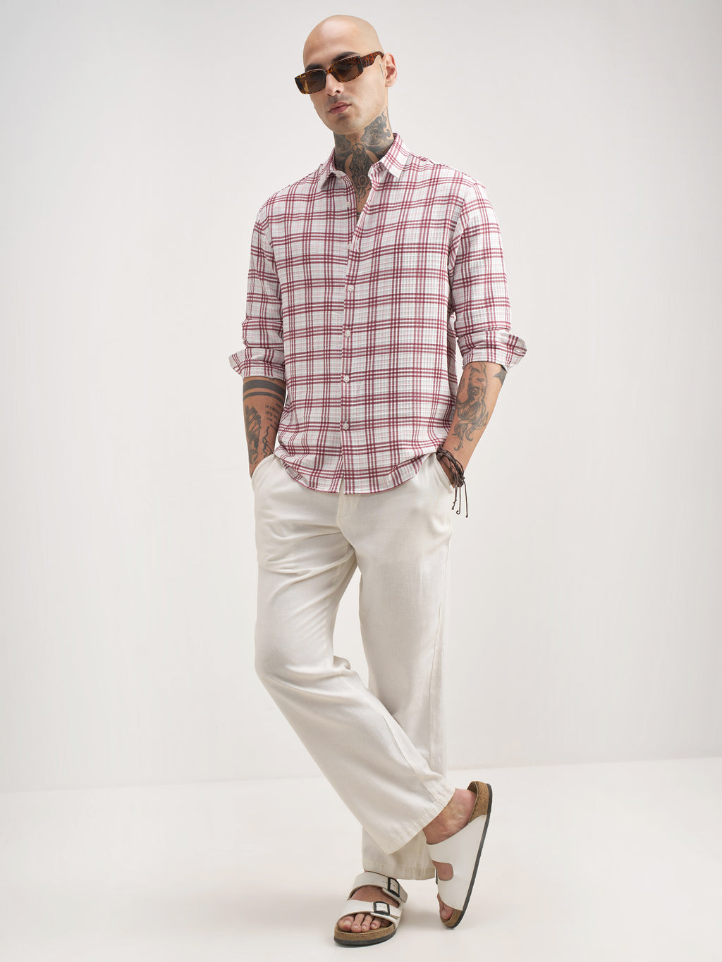 Highlander Men Off White Checked Regular Fit Casual Shirt - Off White - Image 2