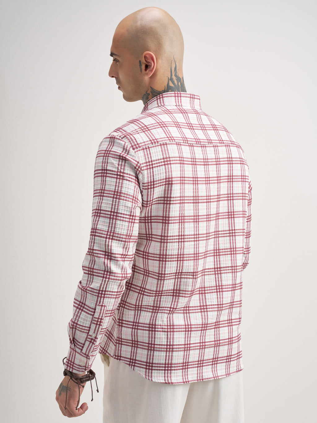 Highlander Men Off White Checked Regular Fit Casual Shirt - Off White - Image 3