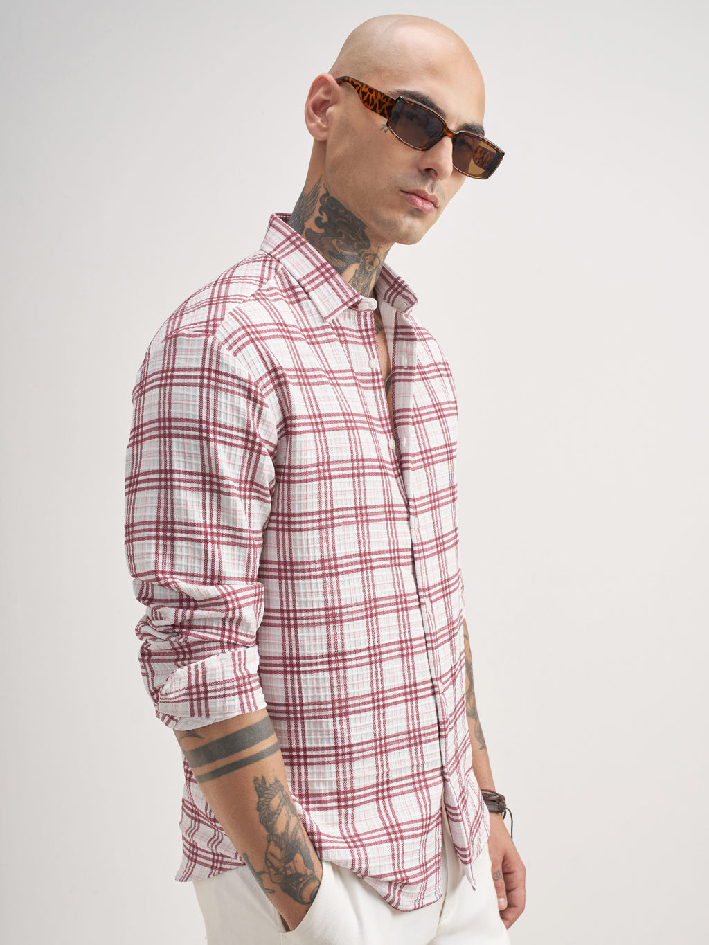 Highlander Men Off White Checked Regular Fit Casual Shirt - Off White - Image 6