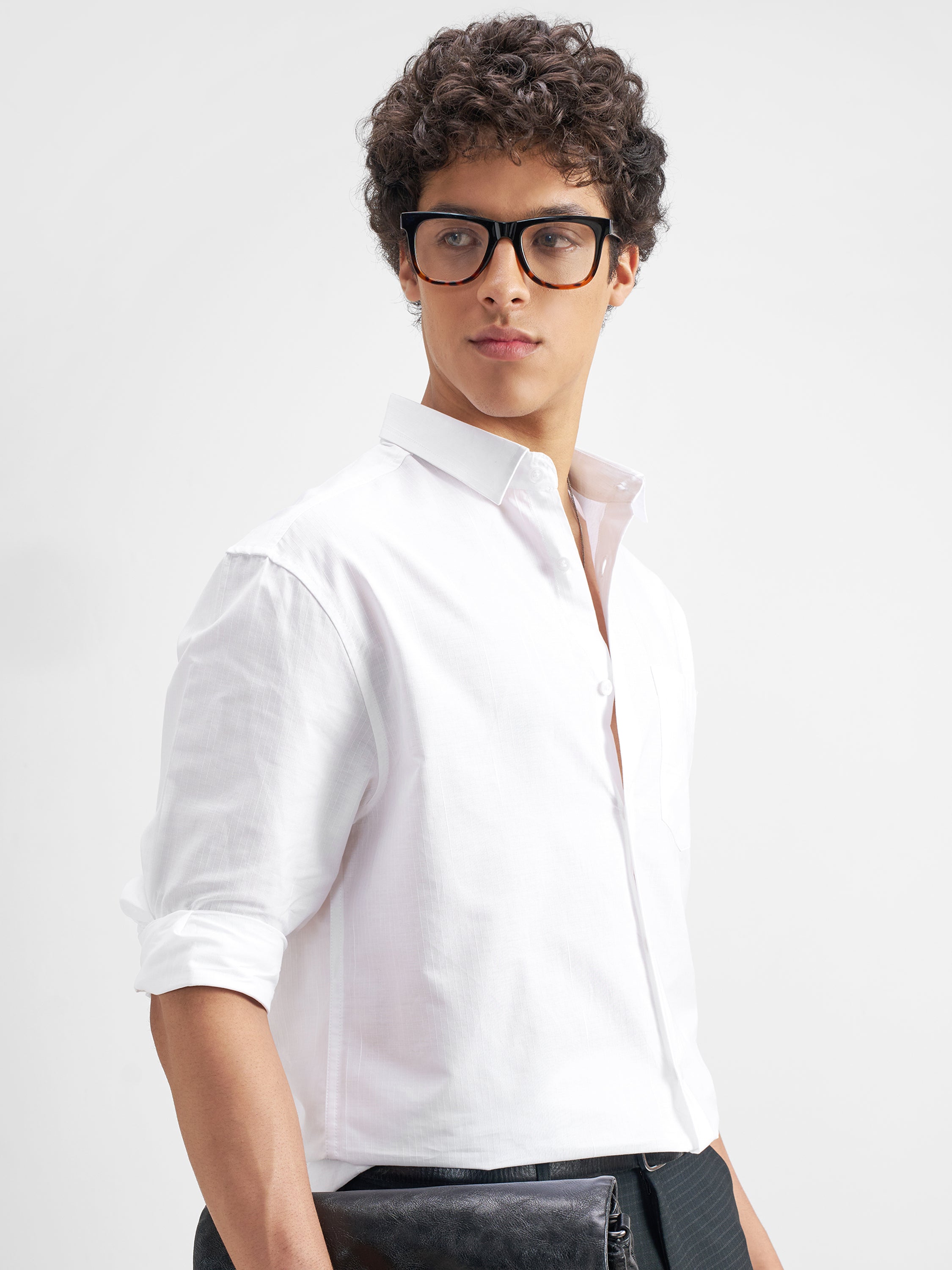 Highlander Men White Solid Relaxed Fit Casual Shirt - White - Image 6