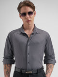Highlander Men Black Striped Slim Fit Casual Shirt