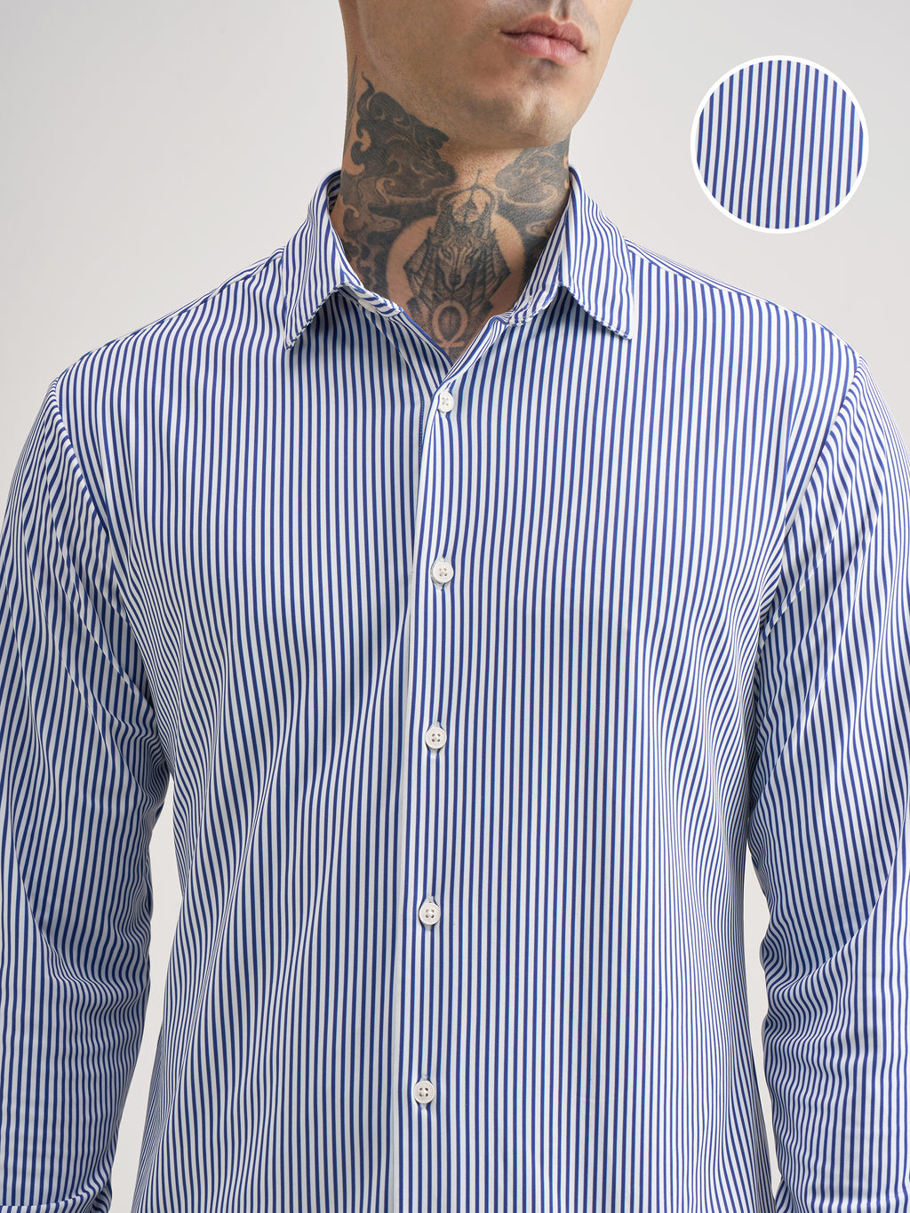 Highlander Men White Striped Slim Fit Casual Shirt - White - Image 5