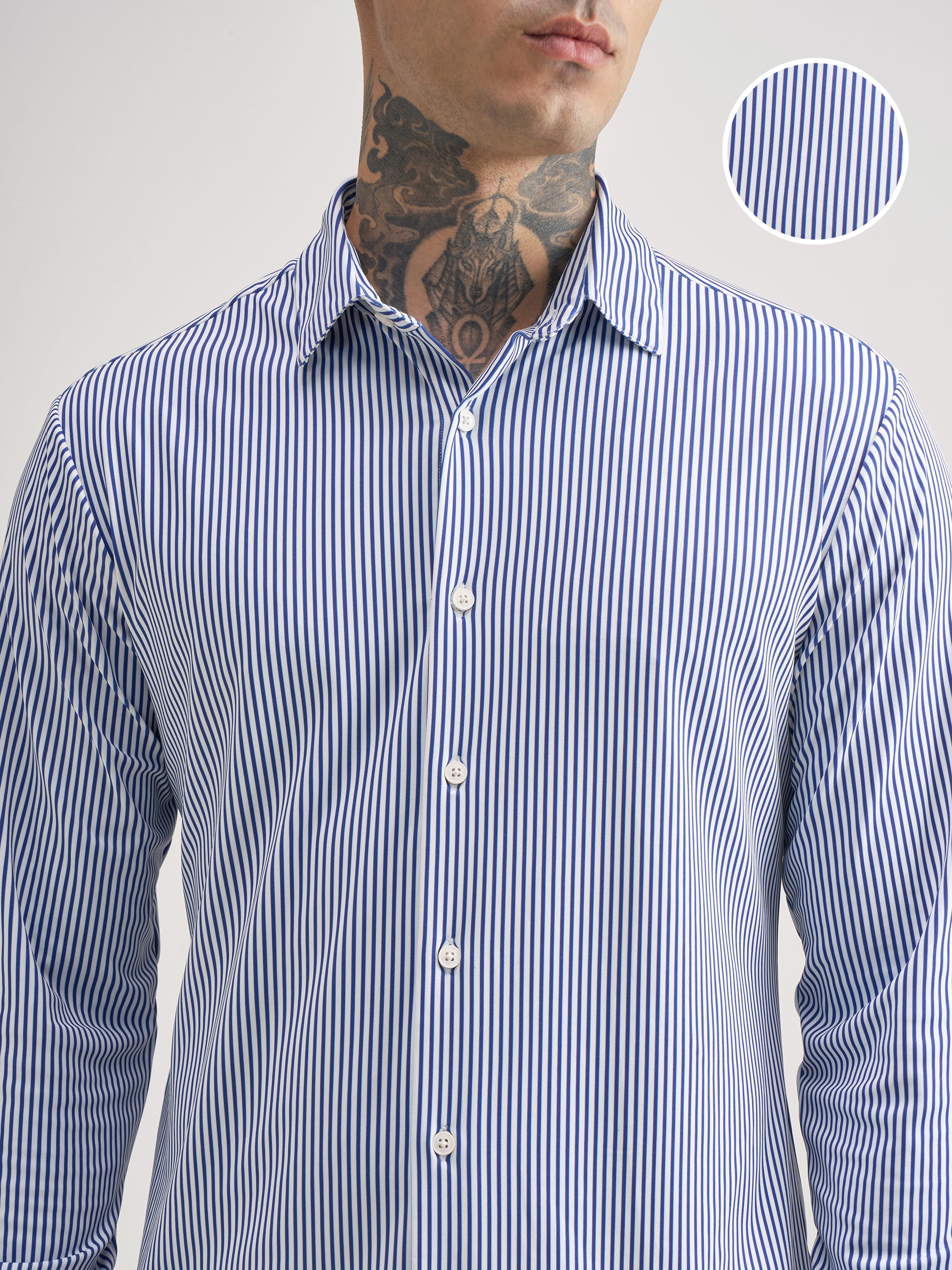 Highlander Men White Striped Slim Fit Casual Shirt - White - Image 5