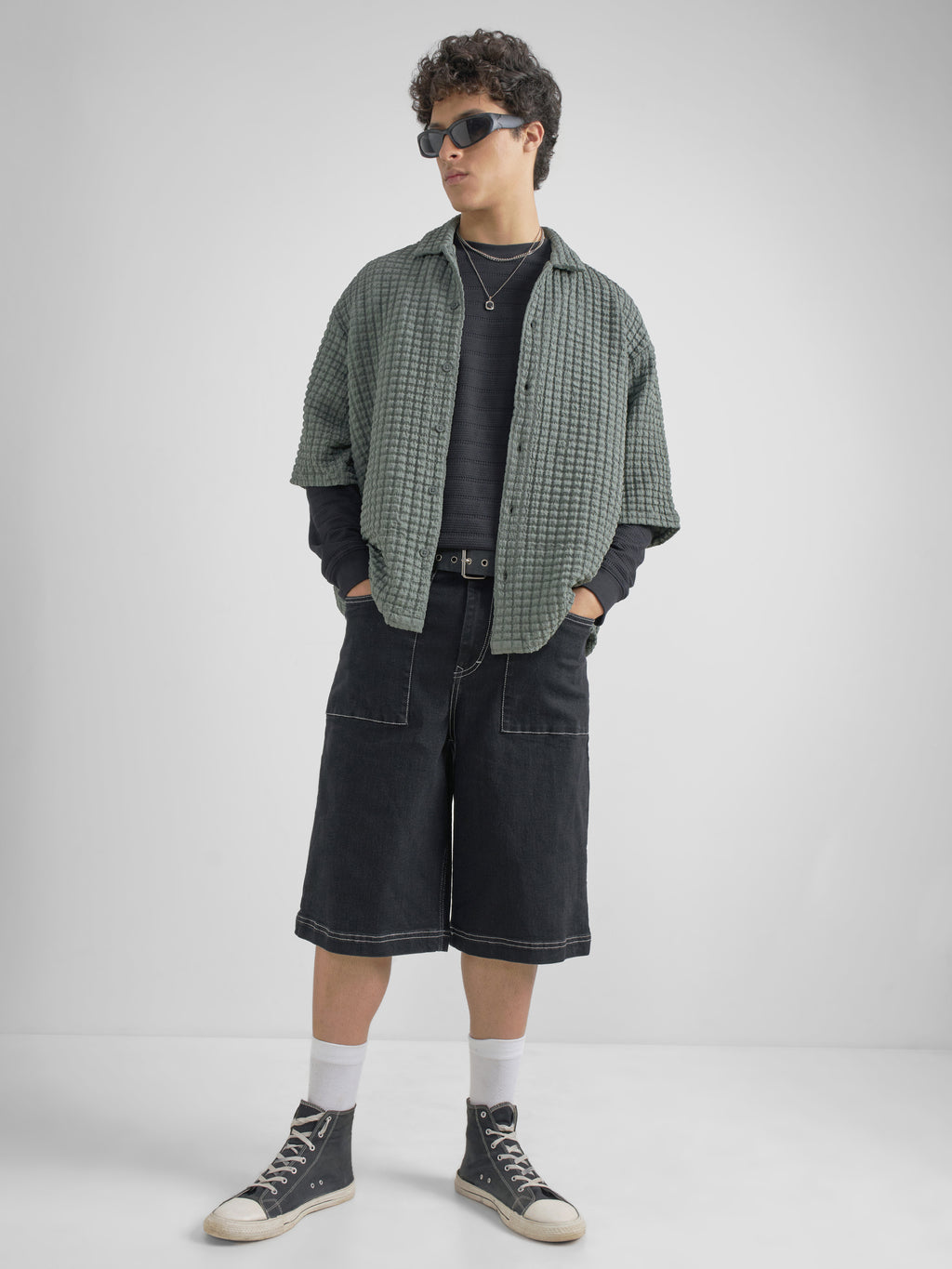 Highlander Men Green Self Design Boxy Fit Casual Shirt - Green - Image 2