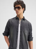 Highlander Men Charcoal Solid Slim Fit Casual Shirt - Charcoal - Image 1