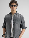 Highlander Men Grey Solid Slim Fit Casual Shirt - Grey - Image 1