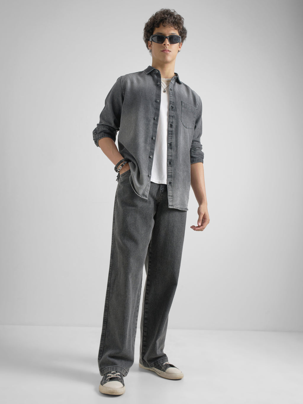 Highlander Men Grey Solid Slim Fit Casual Shirt - Grey - Image 2