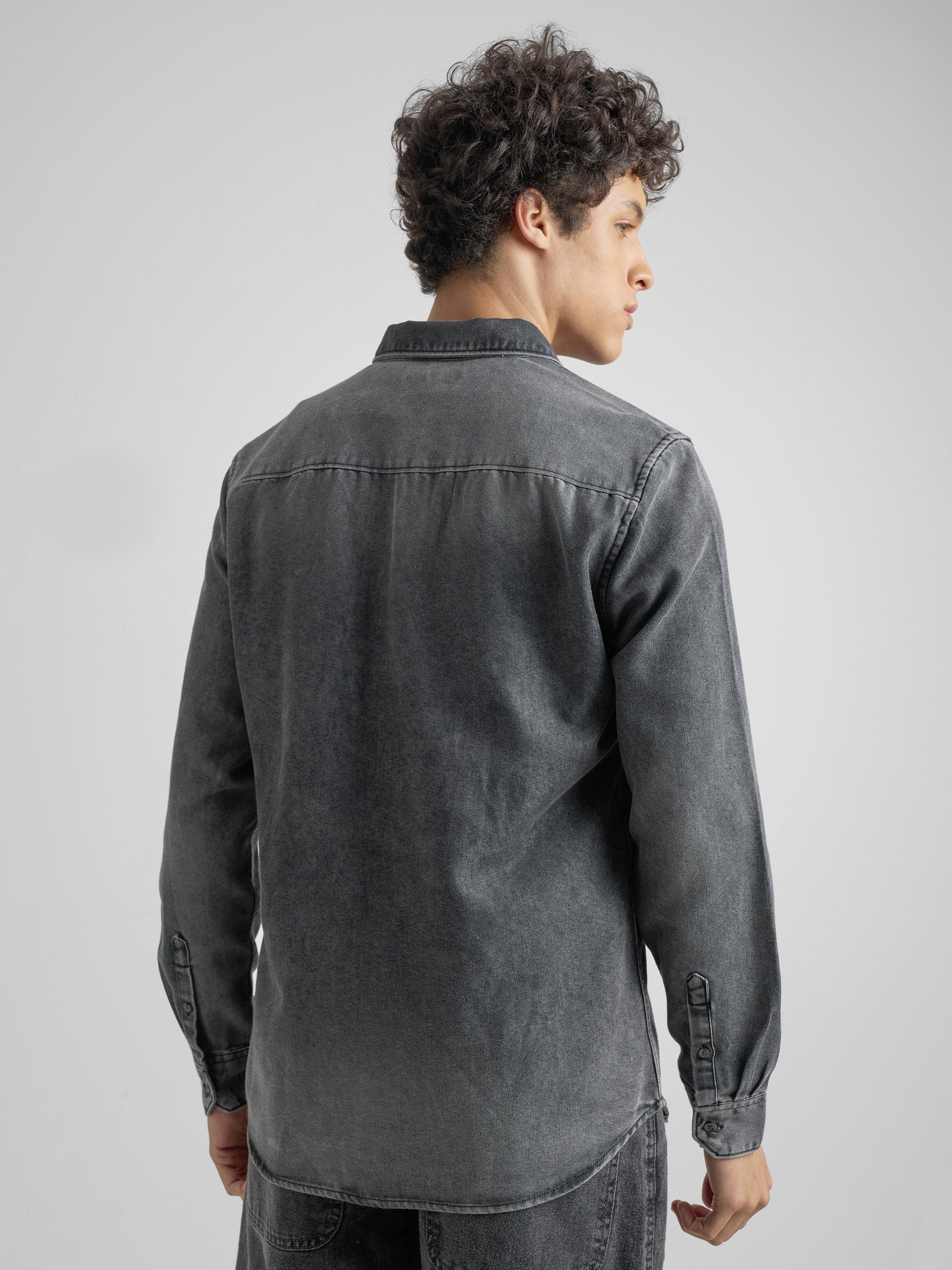 Highlander Men Grey Solid Slim Fit Casual Shirt - Grey - Image 3