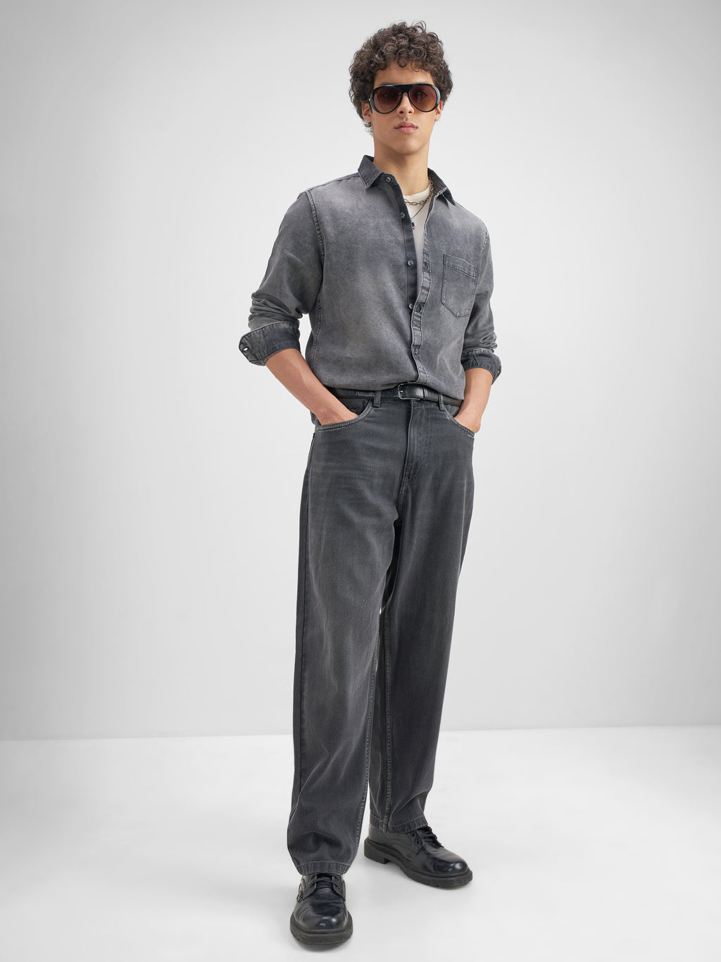 Highlander Men Grey Solid Slim Fit Casual Shirt - Grey - Image 2