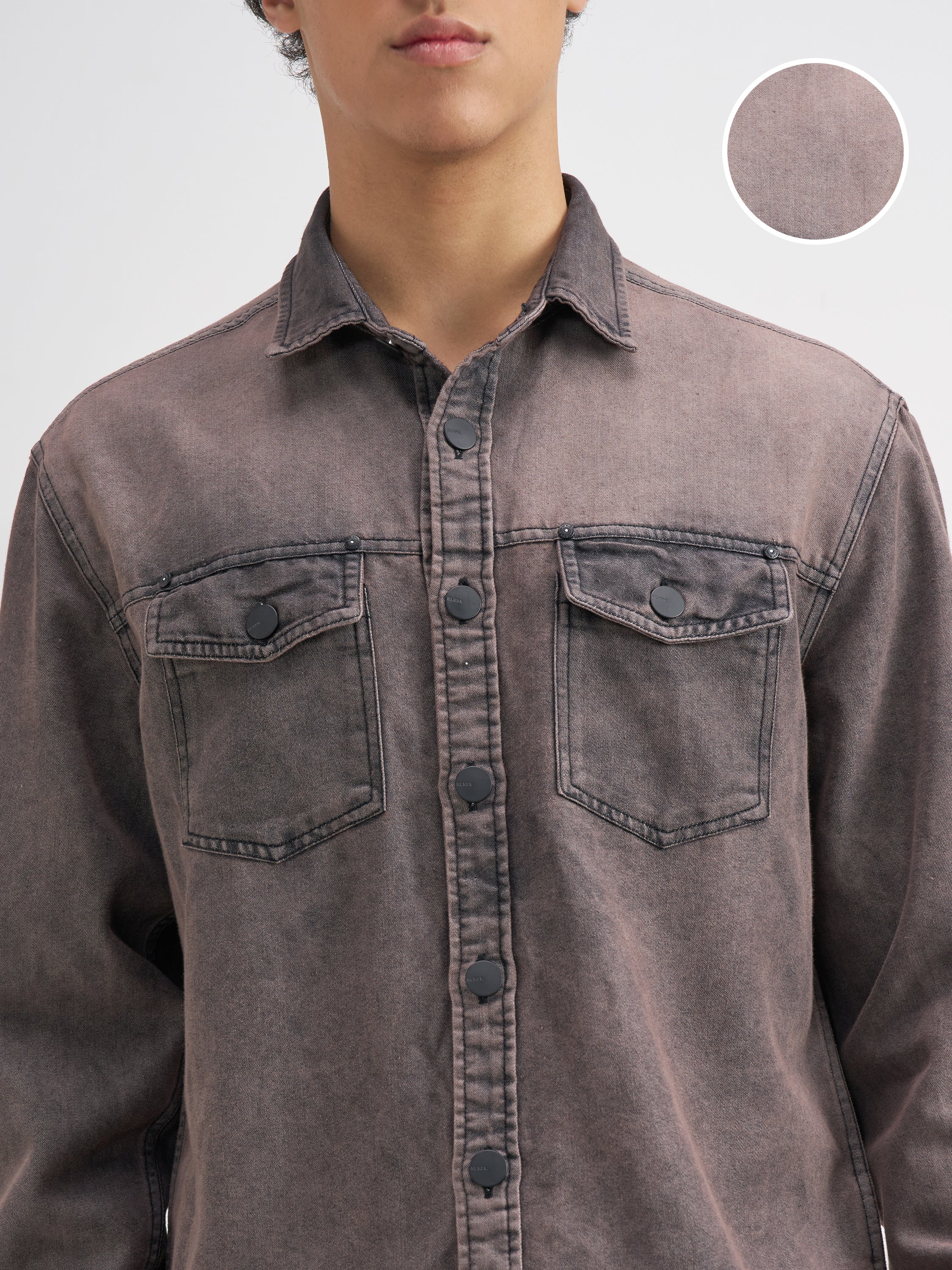 Highlander Men Purple Solid Relaxed Fit Casual Shirt - Purple - Image 5
