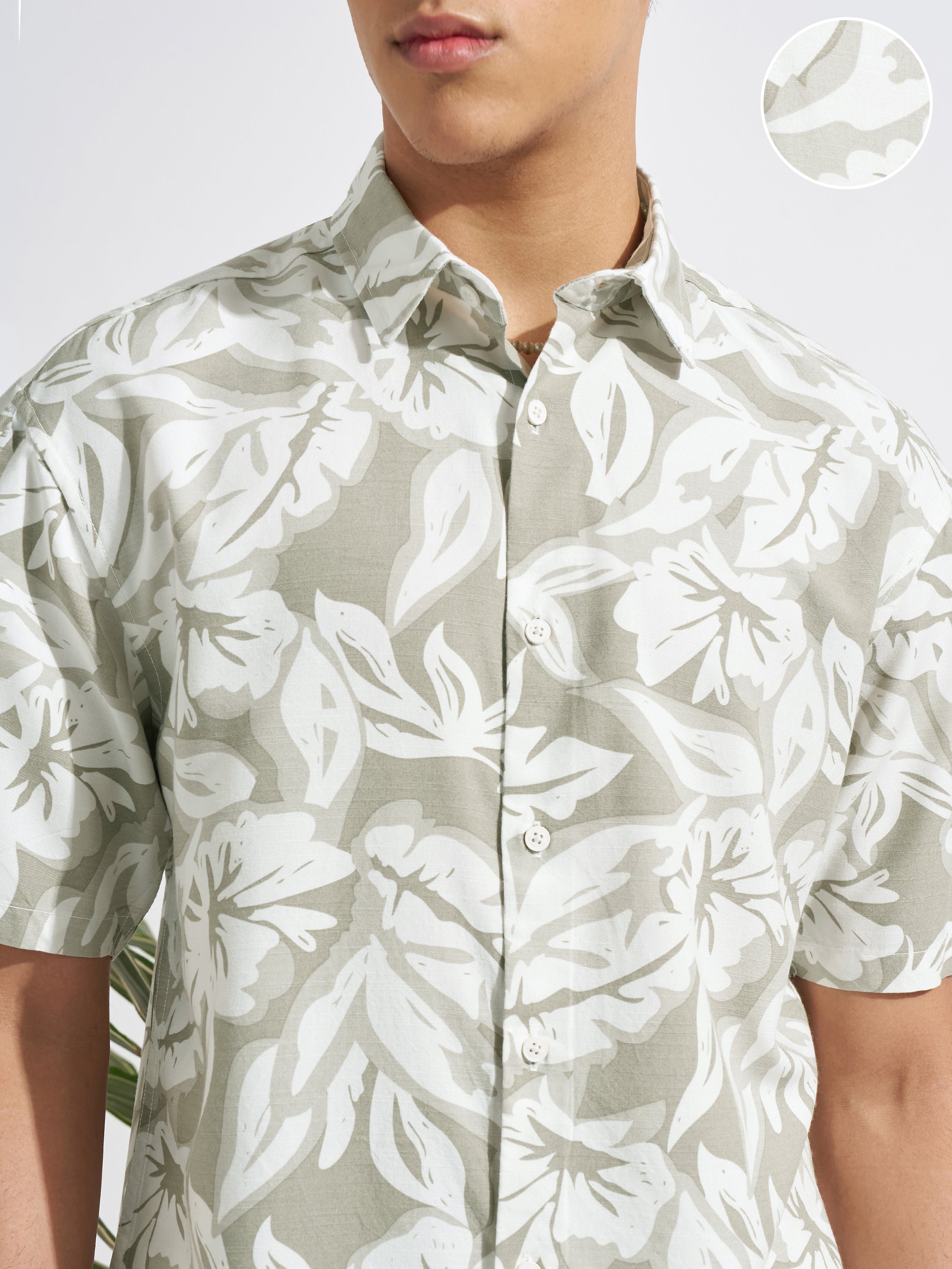 Highlander Men Olive Printed Relaxed Fit Casual Shirt